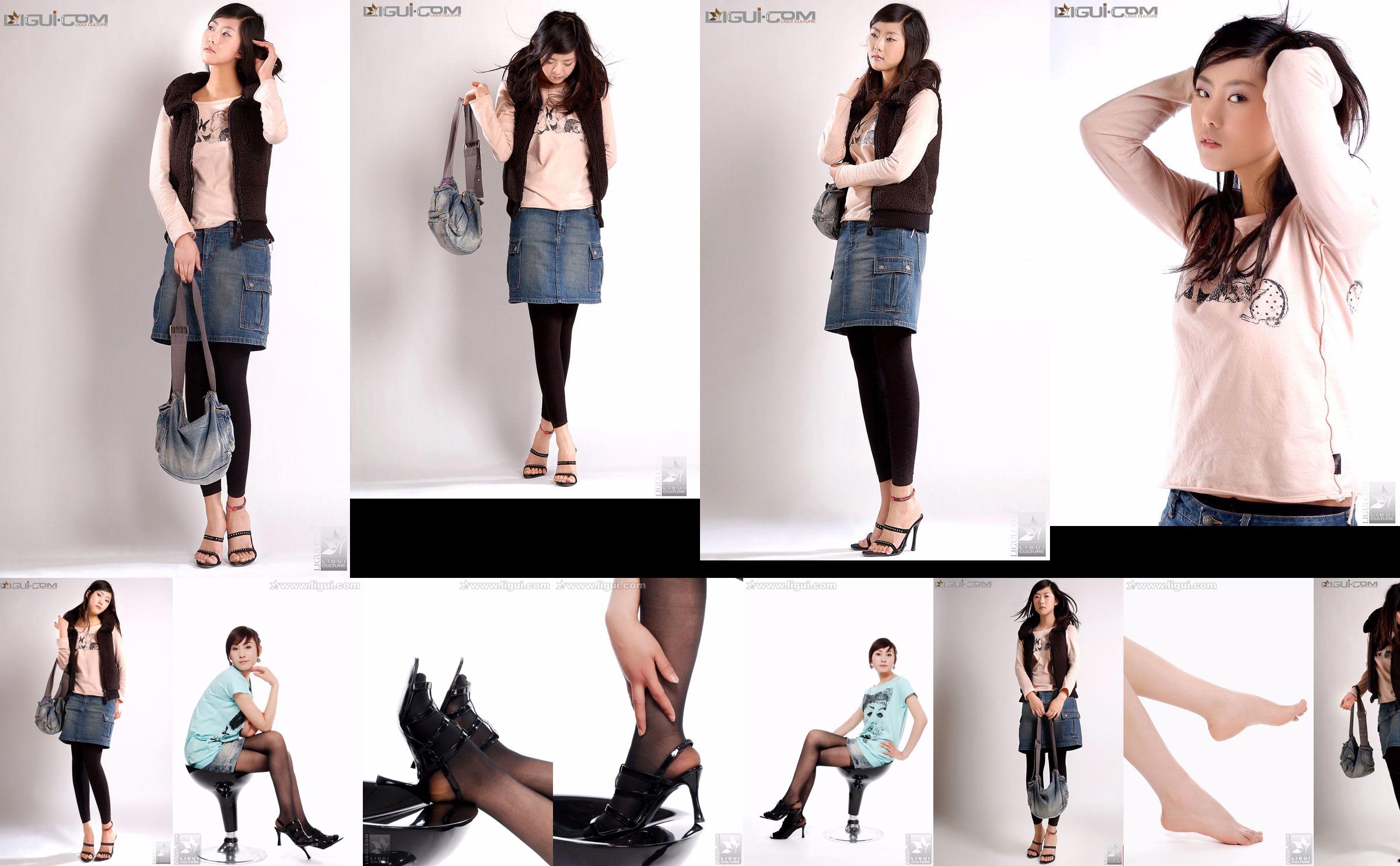 Model Zhang Di "Denim Short Skirt Playing Elegant" [Ligui LiGui] Photo of beautiful legs and jade feet No.62d0fe Page 1