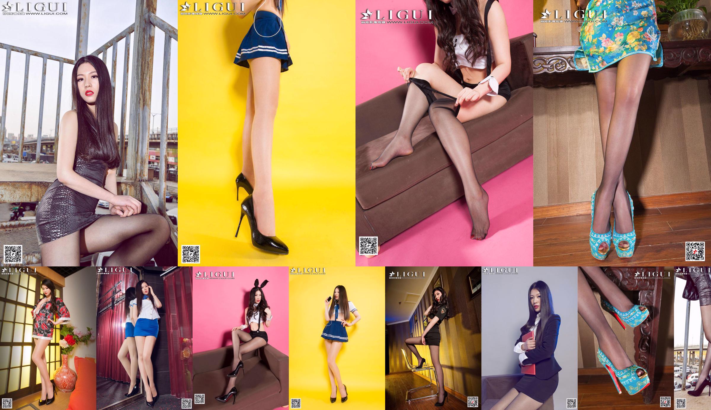 [丽 柜 Ligui] Model Jiayi "Meisje in zwarte zijden leren broek" No.3098f6 Pagina 1